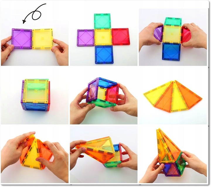 KLOCKI MAGNETYCZNE Duże 3D Magnetic Tiles Konstrukcyjne zestaw XXL 80 el