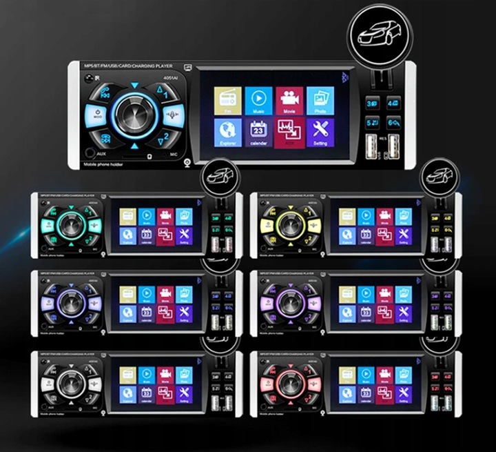 Radio Samochodowe 1DIN 4,1" BLUETOOTH USB AUX SD MIRROR LINK PILOT