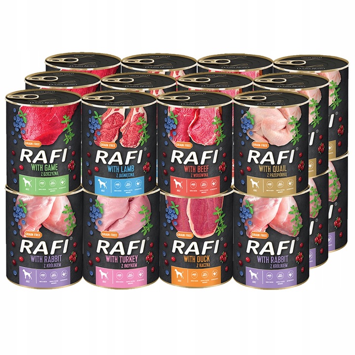 Karma mokra dla psa Dolina Noteci RAFI PREMIUM MIX smaków 24x800g