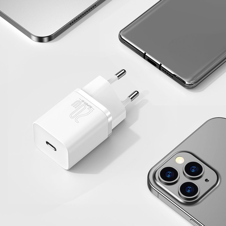BASEUS SZYBKA ŁADOWARKA SIECIOWA INTELIGENTNA KOSTKA USB C 20W 3A +KABEL IP