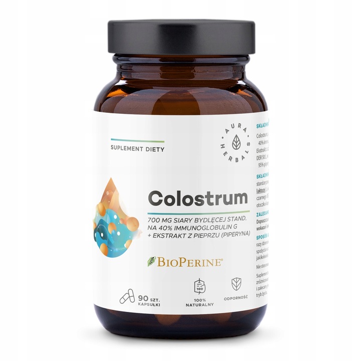 AURA HERBALS Colostrum + BioPerine, kapsułki