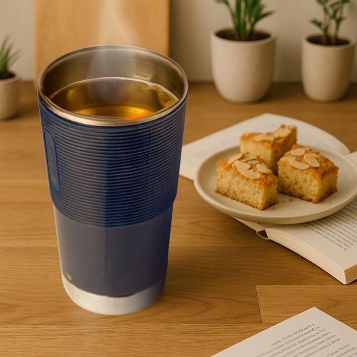 KUBEK TERMICZNY Z TERMOMETREM 380ml PODRÓŻNY DO AUTA PODGRZEWACZ CZAJNIK