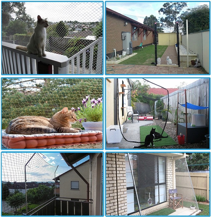 SIATKA NA BALKON Z DRUCIKIEM PREMIUM DLA KOTA BEZ WIERCENIA ZESTAW 4x3m