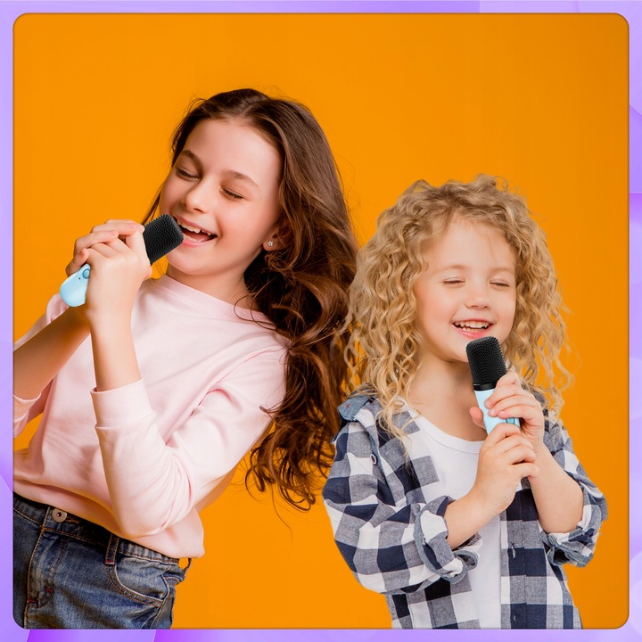 ZESTAW KARAOKE DLA DZIECI GŁOŚNIK BLUETOOTH USB LED MIKROFON 2SZT PREZENT