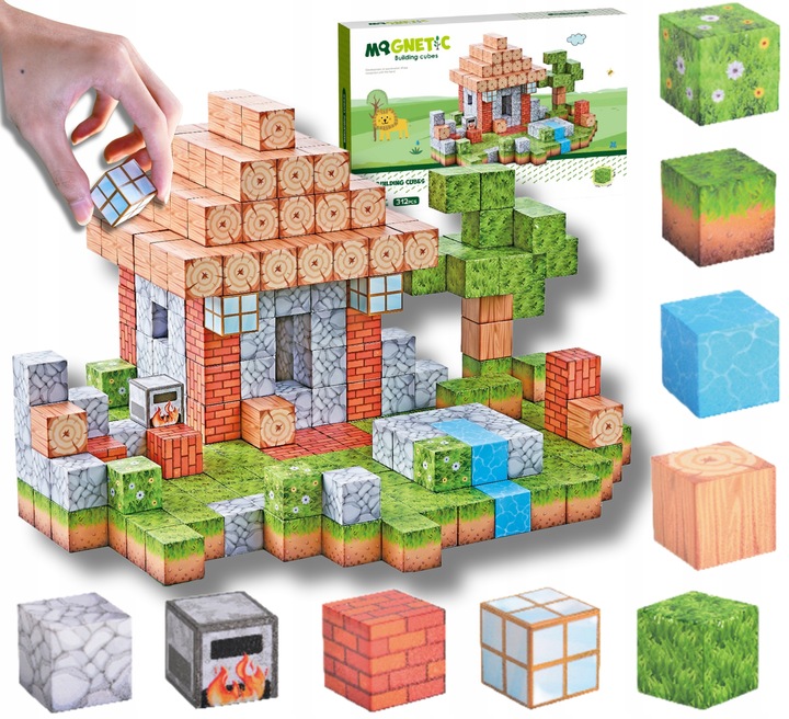 KLOCKI MAGNETYCZNE KOSTKI Sześciany Konstrukcje 3D 312 elementów