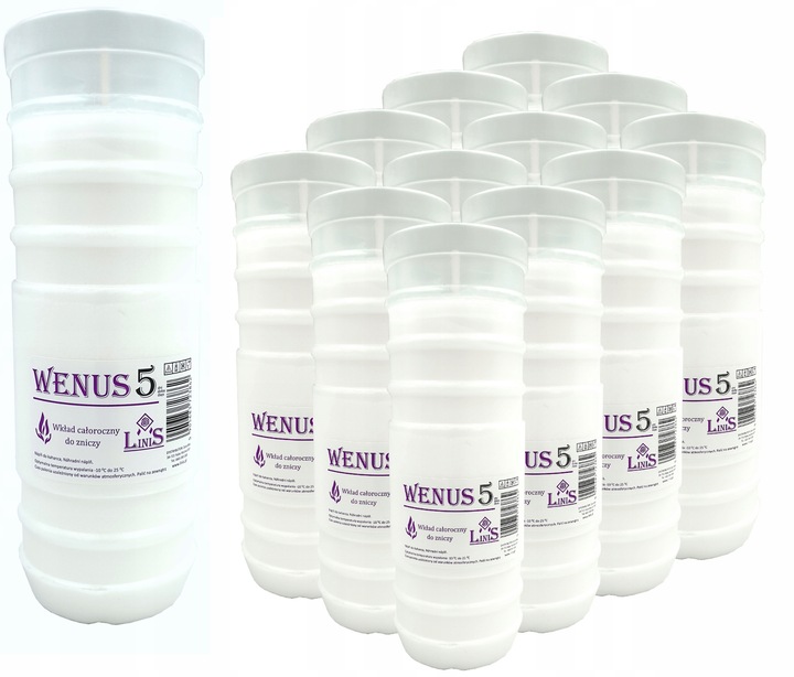 Rewelacyjne wkłady do zniczy Parafinowe Wenus 5 Linis do 5dni