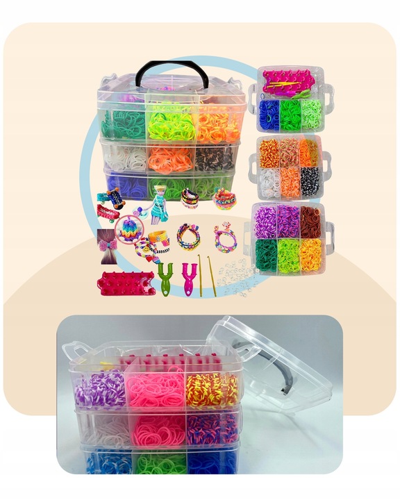 Mega Zestaw Gumki do Robienia Bransoletek XXL w Kuferku DUŻY na Prezent DIY