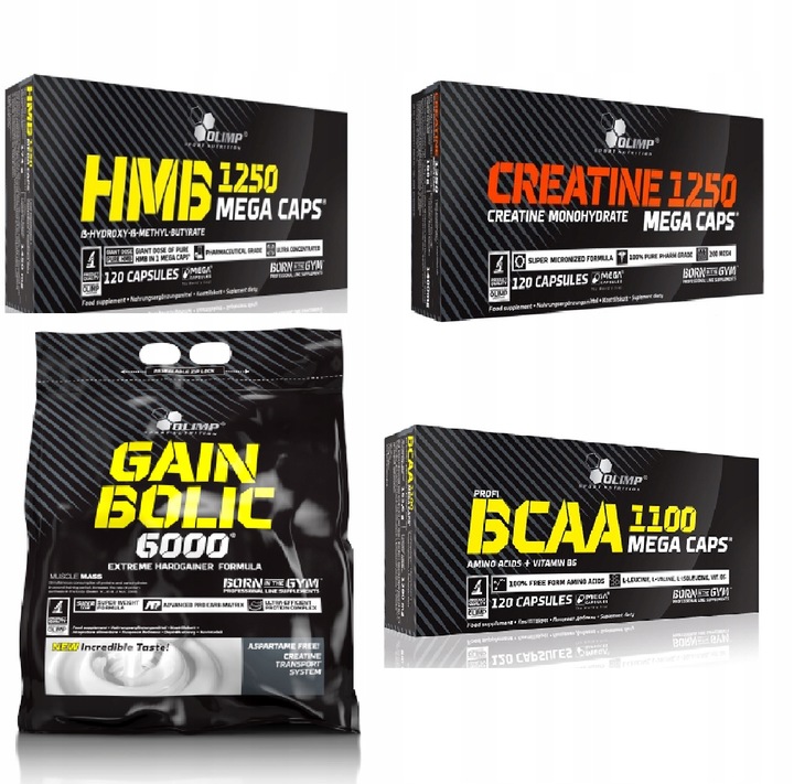 ODŻYWKI OLIMP NA MASE I SIŁĘ HMB KREATYNA BIAŁKO BCAA AMINOKWASY