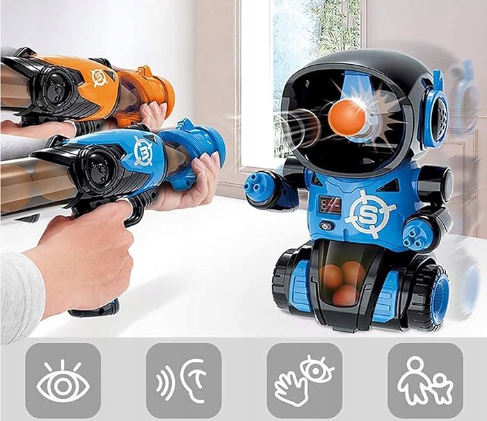 STRZELANIE DO CELU ROBOT + 2x PISTOLET NA KULKI LICZNIK GRA ZRĘCZNOŚCIOWA