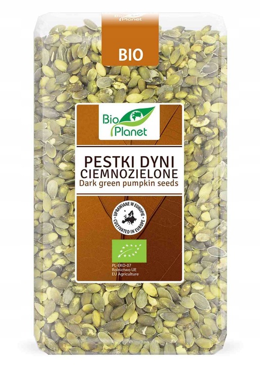 Bio Planet Pestki dyni ciemnozielone uprawiane w Europie 1 kg Bio