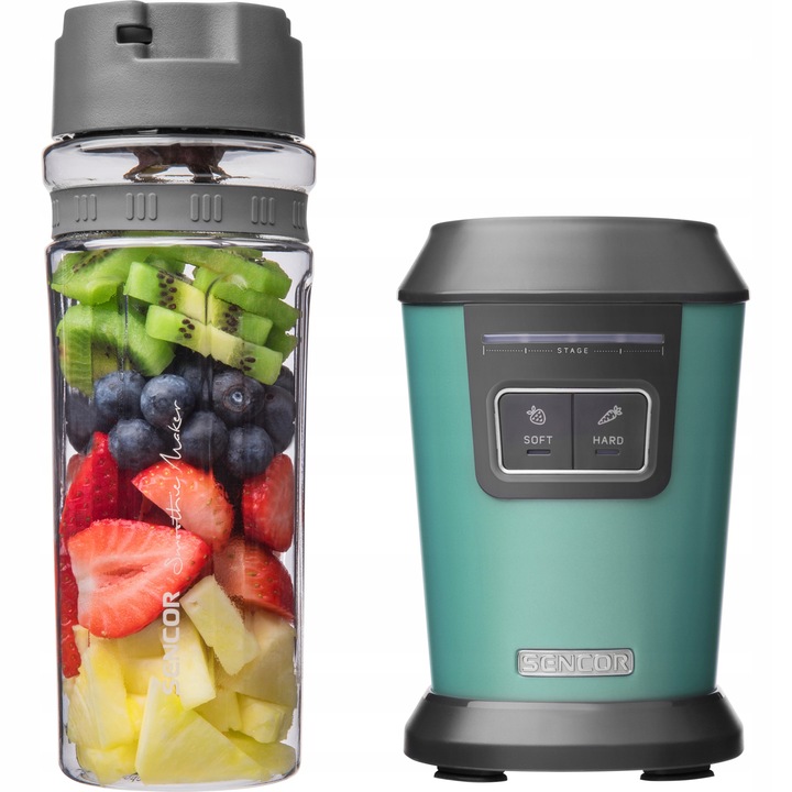 Blender kielichowy do smoothie 800W 2x0,6L turkus tritan Sencor SBL 7171GR