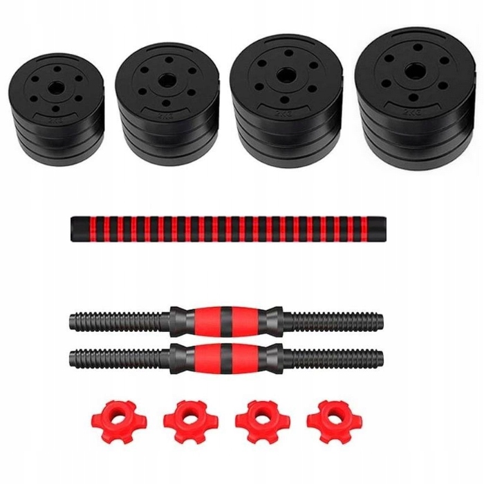HANTLE REGULOWANE INPOWER 2 x 15 KG + SZTANGA = ZESTAW HANTLI 30 KG