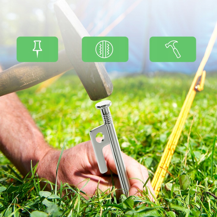 kotwy do trampoliny Solidne kotwa do ziemi 9mm 30cm 8szt z workiem srebrny