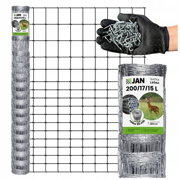 SIATKA LEŚNA ogrodzeniowa wys 200/17/15 L 50m BUDOWLANA grats łosie SARNY