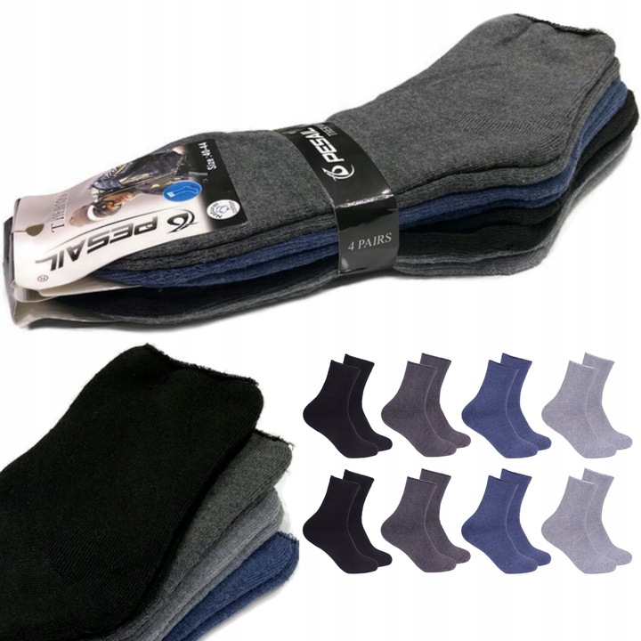 8x Skarpety Termo Bezuciskowe gładkie Pesail 42-46