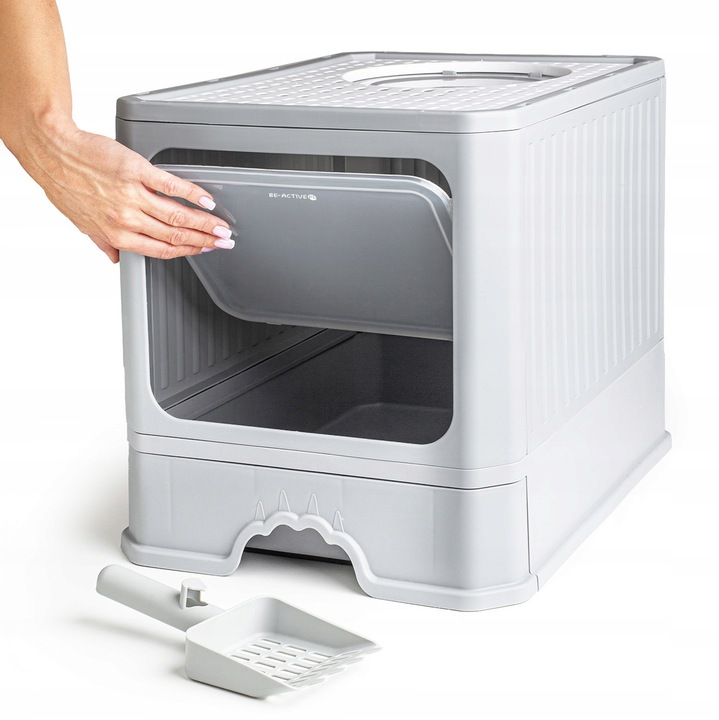 KUWETA DLA KOTA Z SZUFLADĄ ZAMKNIĘTA DUŻA KRYTA NA ŻWIREK TOALETA ŁOPATKA