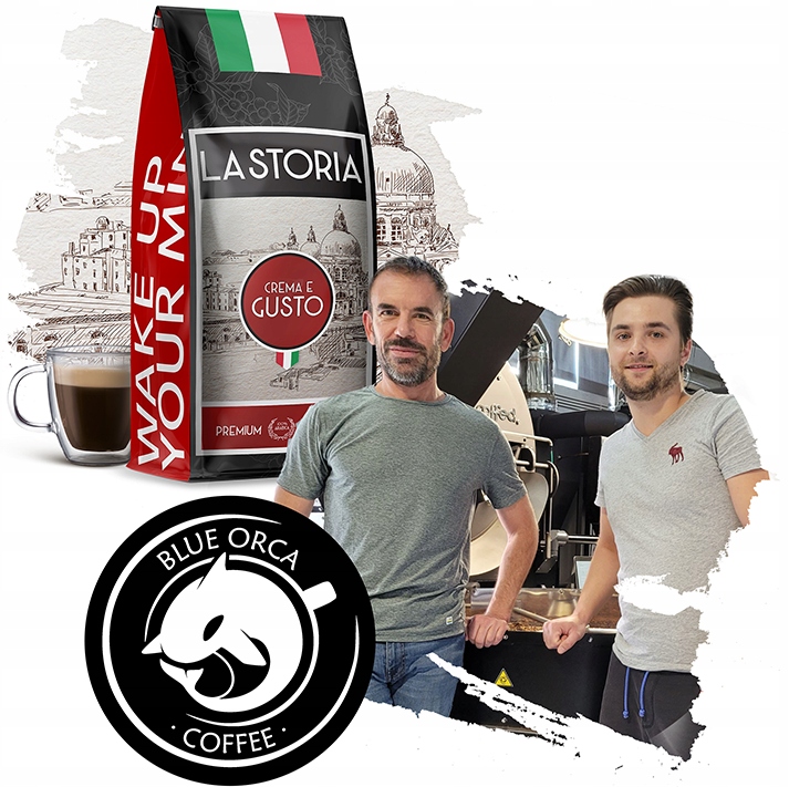 Kawa ziarnista 1kg x2 La Storia e Gusto Crema Świeżo Palona Blue Orca