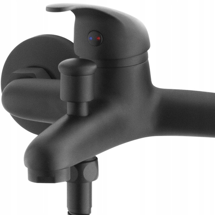 Bateria wannowa ścienna z prysznicem czarna kran do wanny wąż słuchawka