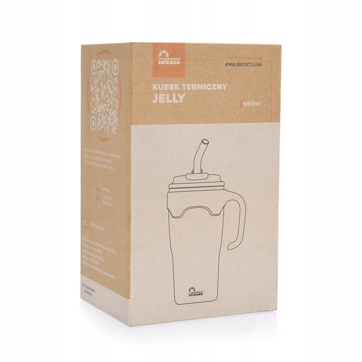 Kubek Termiczny Ze Słomką Majestic Sport Jelly 650 ml Czarny