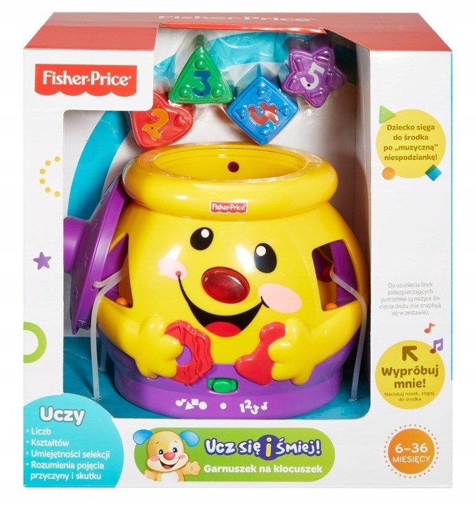 FISHER PRICE GARNUSZEK NA KLOCUSZEK SORTER zabawka interaktywna +6 m-cy