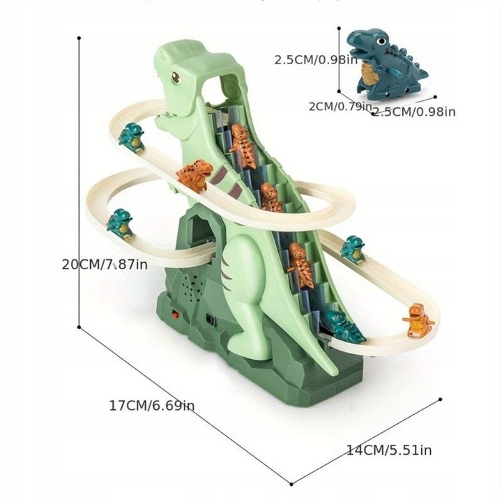 ZABAWKA WSPINAJĄCE SIĘ DINOZAURY ZJEŻDŻALNIA INTERAKTYWNA DINO TOR 2w1