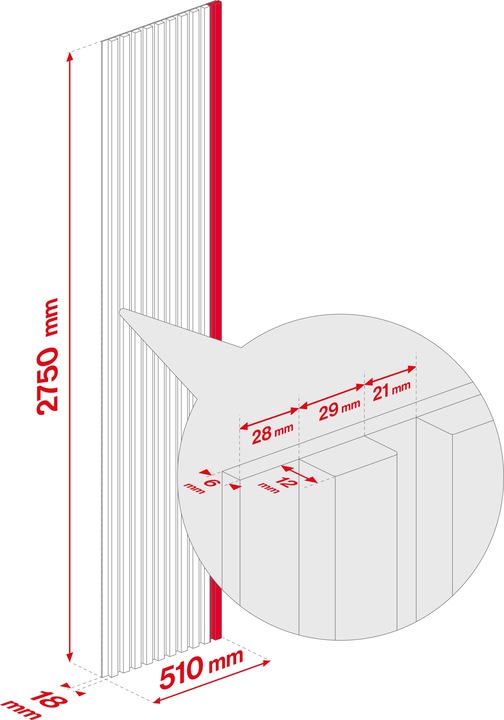 LAMELE ŚCIENNE DĄB WOTAN NA FILCU CZA 510x2750mm