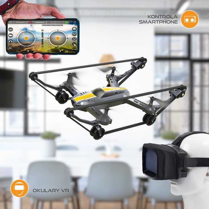 Zabawka Xerall TANKCOPTER 2.4GHz Quadcopter-Czołg Dron, HD FPV