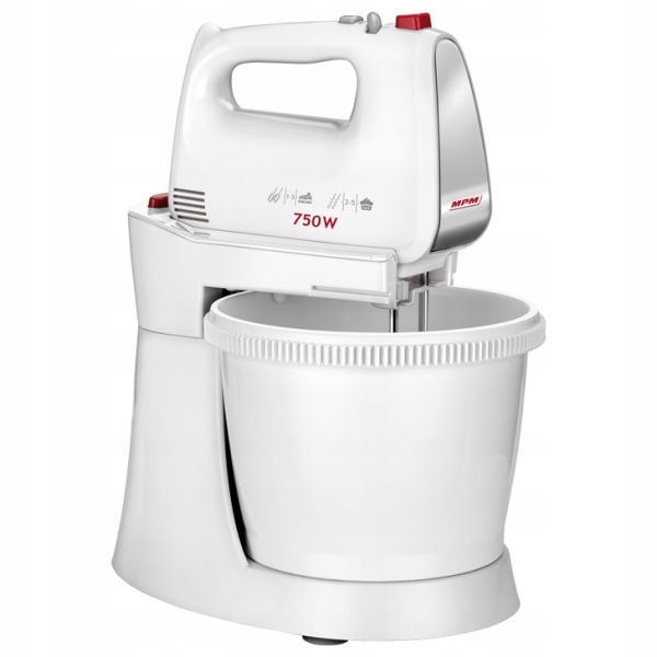 MIKSER RĘCZNY Z MISĄ OBROTOWĄ 750W MPM TURBO BIAŁY