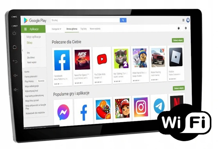 RADIO NAWIGACJA GPS 1 DIN 10CALI ANDROID 10 USB BT WIFI CARPLAY USB 2/64GB