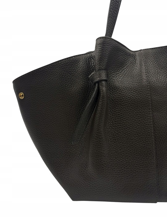 Torebka damska VERA PELLE skórzana SHOPPER ŁÓDKA na ramię BRĄZ CZEKOLADOWY