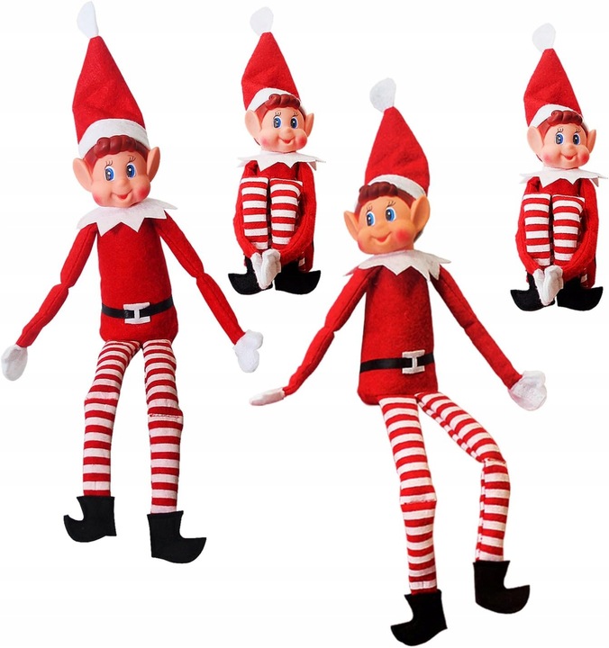 ELF PSOTNIK FIGURKA ELFA SKRZAT KRASNAL ADWENTOWY Z DRUCIKAMI PSOCI