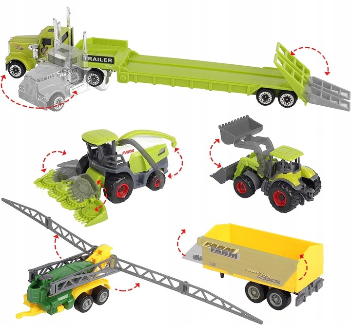 ZESTAW TRAKTOR CIĄGNIK KOMBAJN MASZYNY POJAZDY ROLNICZE ZWIERZĘTA PREZENT