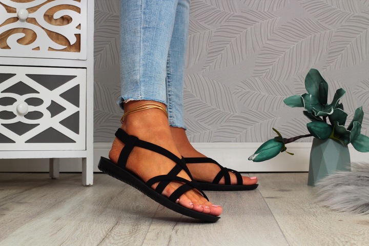 CZARNE SANDAŁY DAMSKIE SPORTOWE GUMECZKI NA LATO