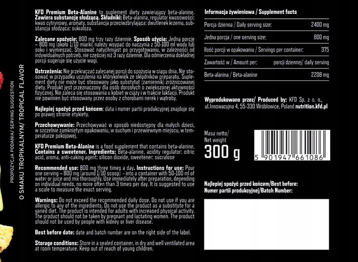 KFD PREMIUM BETA ALANINE 300 G TROPIKALNA