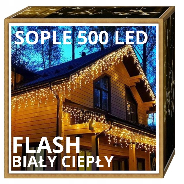 SOPLE 500 LED LAMPKI ZEWNĘTRZNE IP44 STAŁE + FLASH KURTYNA ŚWIETLNA GRUBE