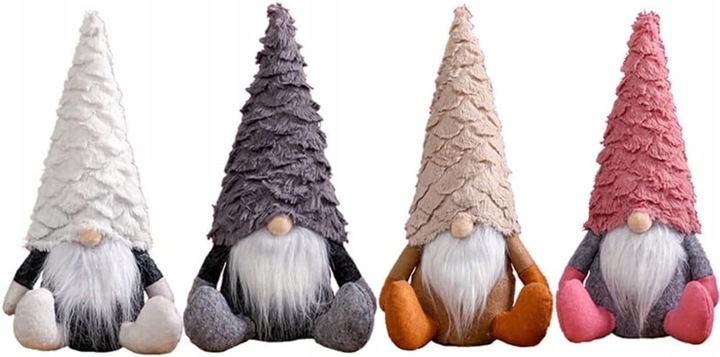Zestaw Skrzatów Gnomów Świątecznych Pod Choinkę Krasnale Ozdobne 4 Sztuki