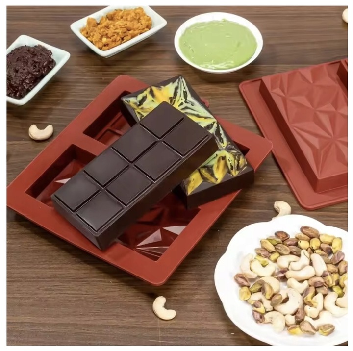PODWÓJNA GŁĘBOKA FORMA SILIKONOWA DO CZEKOLADY DUBAI CHOCOLATE 20,5X18,5 cm
