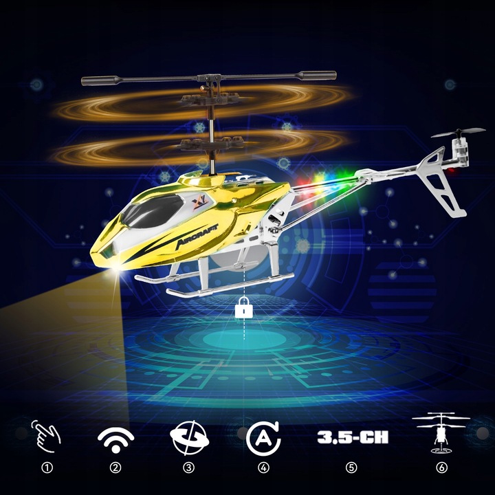 HELIKOPTER ZDALNIE STEROWANY SAMOLOT RC NA PILOT PREZENT ŚMIGŁOWIEC Z LED