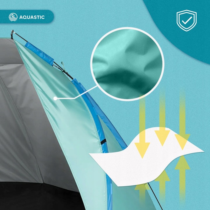 Namiot plażowy AQUASTIC Concielo turkusowy OS UPF 50+ Ochrona przed słońcem