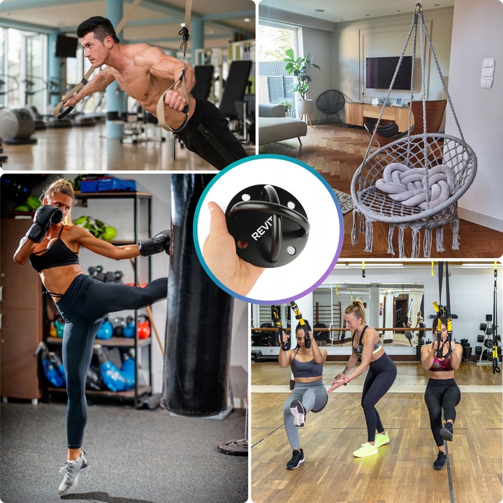 HAK MOCOWANIE SUFITOWE STALOWY UCHWYT DO MONTAŻU PASÓW TRX HUŚTAWKI WORKA