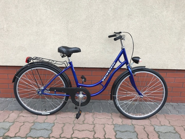 Rower Damski Damka Męski Miejski Retro Uniwersal 26 Kosz Bordowy