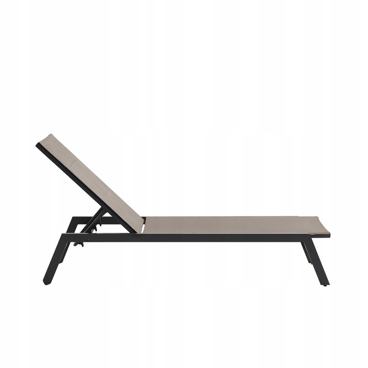 Leżak ogrodowy beżowy wygodny z aluminium rozkładany Leżanka na taras 60 cm