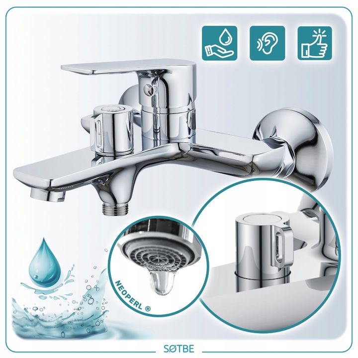 Wannowe baterie ścienne Kran do wanny ceramiczny przełącznik SOTBE NEA-BWO