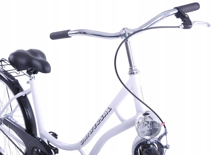 Rower Damski Damka Męski Miejski Retro Uniwersal 28 Kosz Biały