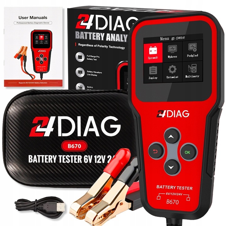 TESTER DO AKUMULATORÓW BATERII 6V 12V 24V 2-300AH MIERNIK CYFROWY j.POLSKI