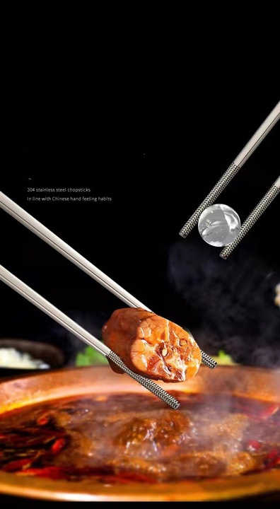 Pałeczki PREMIUM stal nierdzewna 5 par SREBRNE (11451)