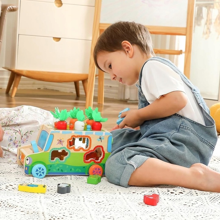 MONTESSORI SORTER KLOCKÓW ZŁAP ROBACZKA AUTO UKŁADANKA MARCHEWKI I ROBACZKI