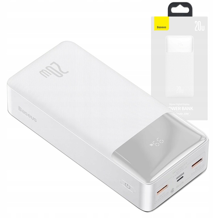 BASEUS POWERBANK DUŻY POJEMNY 30000mAh 20W SZYBKI POWER BANK 2X USB USB-C