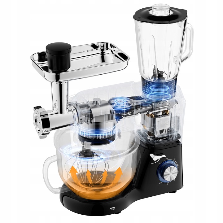 Robot kuchenny Robot Planetarny z Podgrzewaną Misą Blenderem 2000W czarny