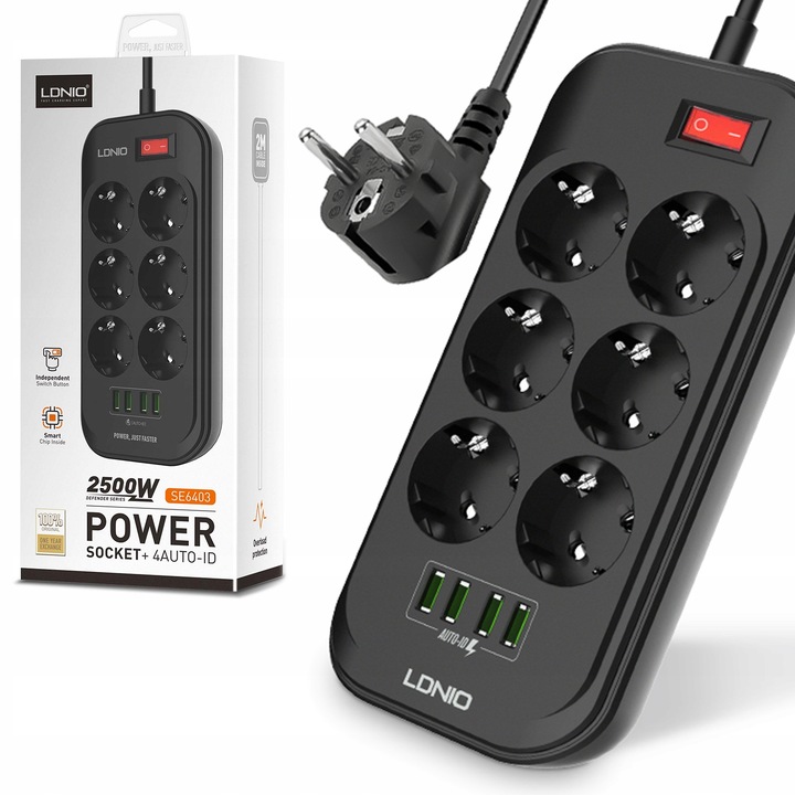 LISTWA ZASILAJĄCA PRZEDŁUŻACZ USB ANTYPRZEPIĘCIOWA